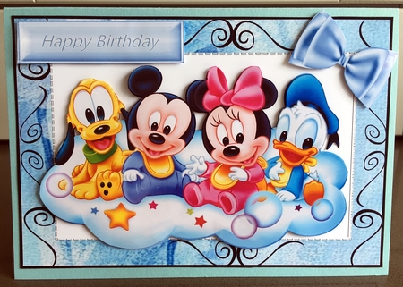 Cute little minnie babies on a cloud with bow A5  by Elaine  Harmer