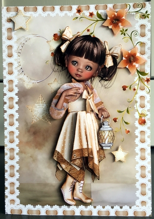 Sweet Little Starshine A5 Card Front & Decoupage by Elaine  Harmer
