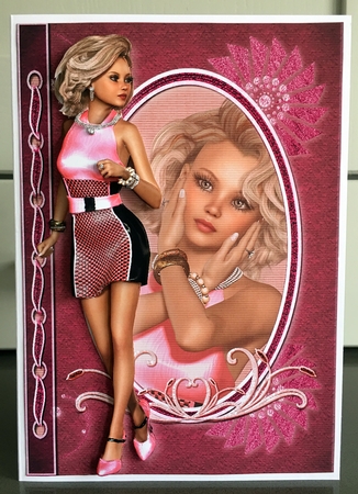 Modern Marilyn Fashion Reflections A5 Card Front & Decoupage by Elaine  Harmer