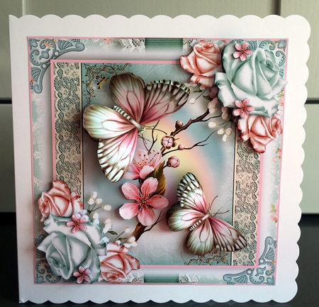 Blossom Rose Flutters Card Front Kit by Elaine  Harmer