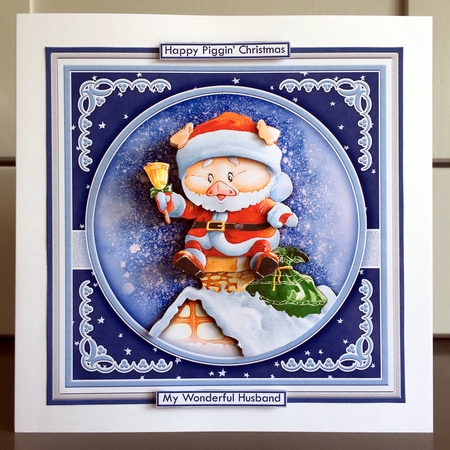 HAPPY PIGGIN CHRISTMAS 8x8 Decoupage & Insert Mini Kit by Elaine  Harmer