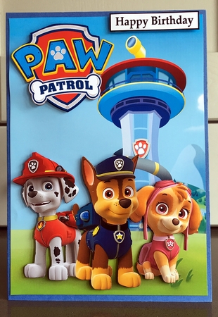 Paw Patrol Marshall Chase & Skye Birthday A5 Decoupage by Elaine  Harmer