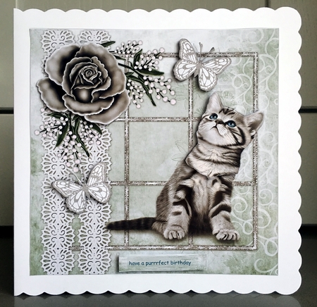 Purrrfect Birthday quick card by Elaine Harmer