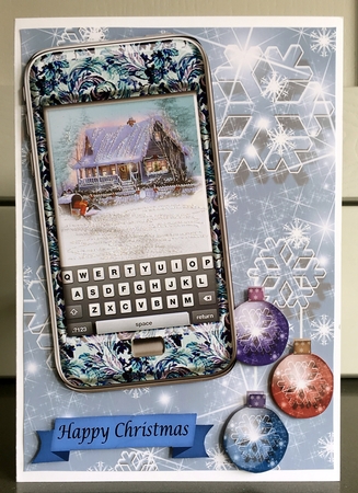Winter cottage in blue phone cover by Elaine  Harmer