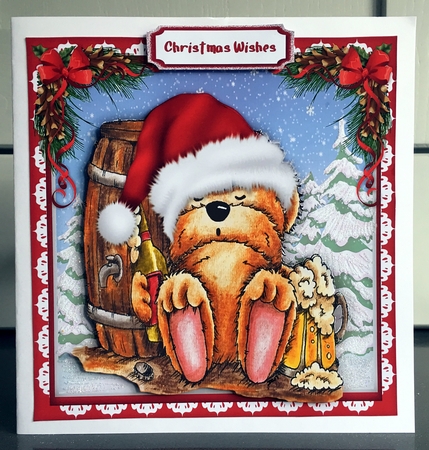 Christmas Beer Belly Bear  by Elaine  Harmer