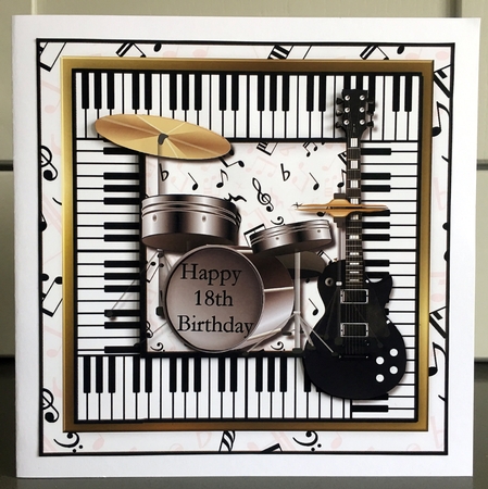 Male card Music, Guitar & Drum by Elaine  Harmer