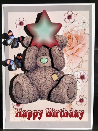 teddy bear birthday pink by Elaine  Harmer