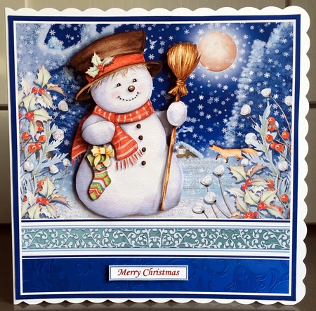 SNOWMAN IN MOONLIGHT Christmas 7.8 Decoupage & Insert Mini Kit by Elaine  Harmer