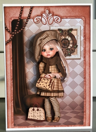 Sweet Little Bon Voyage A5 Card Front & Decoupage by Elaine  Harmer