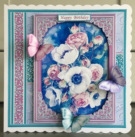 ANEMONE ROSES & BUTTERFLIES All Occasions Quick Card & Insert Mini Kit by Elaine  Harmer