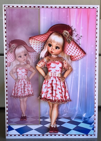 Sweet Little Fashion Reflection A5 Card Front & Decoupage by Elaine  Harmer