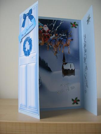 Christmas Scene Santa's Sleigh Flying Gate Fold by Elaine  Harmer