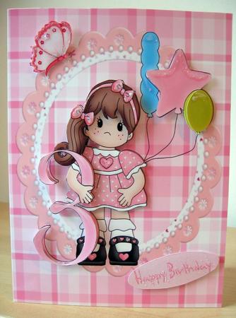 Pink Birthday Girl 3rd Birthday by Elaine  Harmer