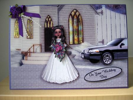 Wedding Day Bride Quick Card Front with Decoupage by Elaine Harmer