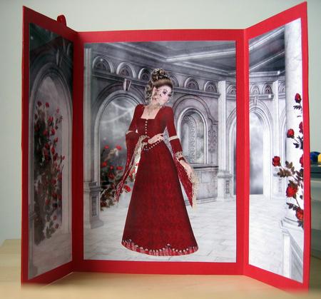 Lady in Red Large Gatefold Card by Elaine  Harmer