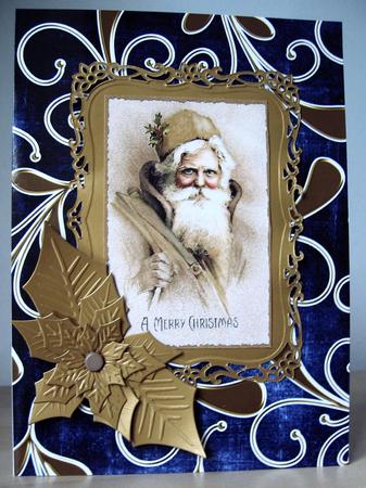 Dark Blue Large Gold Swirls Darks A4 Backing Paper by Elaine  Harmer
