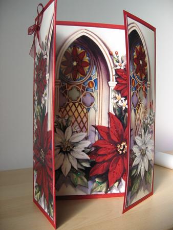 Church Window & Poinsettias Gatefold by Elaine  Harmer