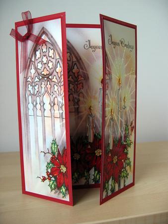 Church Window, Candles & Poinsettias Gatefold by Elaine  Harmer