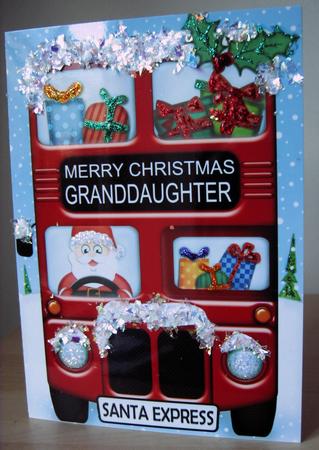 A4 Xmas Santa Express Granddaughter Card Topper by Elaine  Harmer