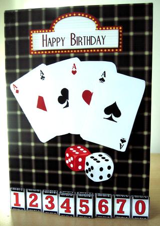 Casino Age 18-70 Decoupage Card Front by Elaine  Harmer