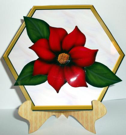 Dark Red Flower & Stand by Elaine HIndson