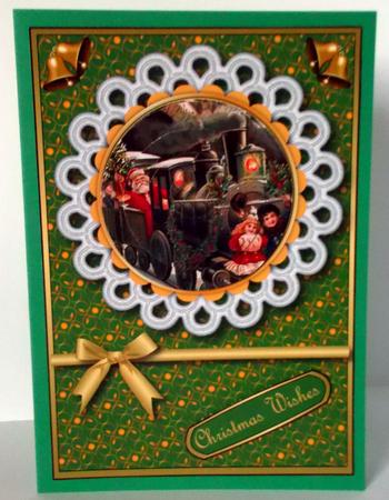 Vintage Santa on Train Pyramid (green) by Elaine HIndson