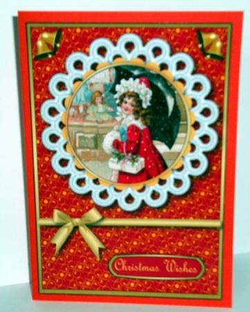 Vintage Girl with Umbrella Pyramid (red) by Elaine HIndson