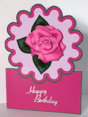Pink Rose Shaped Card by Elaine HIndson