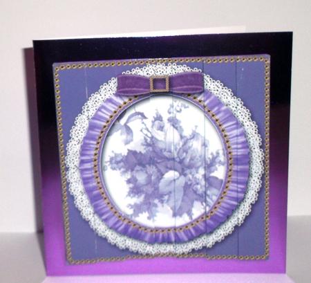 Lilac Rose Ruffle Lace 5in Square Side Stacker by Elaine HIndson