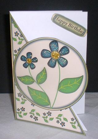 Black Flowers Cut and Fold Corner Card by Elaine HIndson