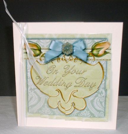 Cream Double Roses Wedding 5in One Corner Stacker by Elaine HIndson