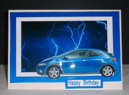 Blue Honda Civic Decoupage by Elaine HIndson