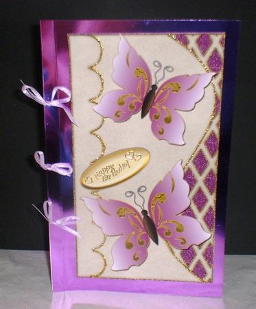 Butterflies on Wavy Layer & Trellis Background 6 by Elaine HIndson
