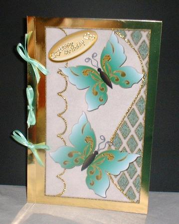 Butterflies on Wavy Layer & Trellis Background 4 by Elaine HIndson