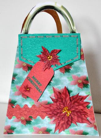 Christmas Poinsettia Handbag Card by Elaine Thompson