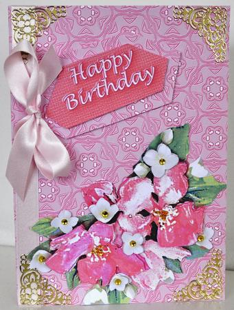 Pink Floral Spray with Bow Backing Paper-2 by Elaine Thompson