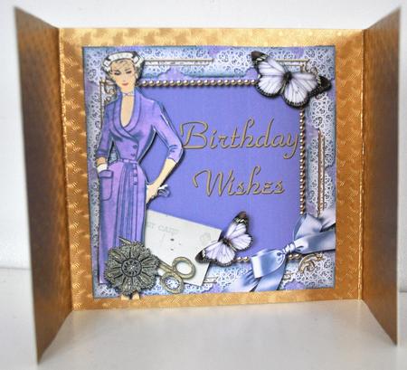 Lavender Lady Butterfly 5in Square Folded Picture Card by Elaine Thompson