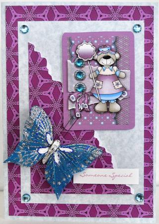 Spring Bear Aubergine Cutie, Toppers Sheet by Elaine Thompson