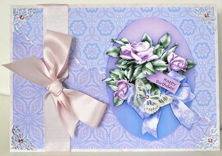 Lilac Roses in a Silver Frame Backing Paper 1 Sheet by Elaine Thompson