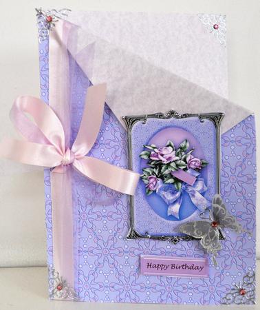 Lilac Roses in a Silver Frame Backing Paper 3 Sheet by Elaine Thompson