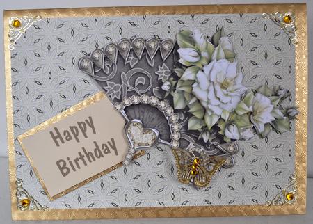 Cream Rose Hearts Bouquet, Backing Paper-3 by Elaine Thompson