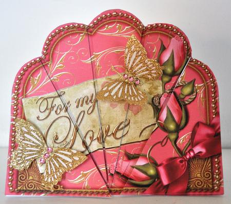 For My Love Pink Roses Ornate Scallop Deco Stacker by Elaine Thompson