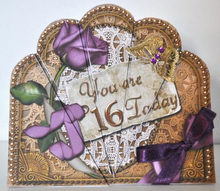 Plum Gold 16 Today Ornate Scallop Deco Stacker by Elaine Thompson