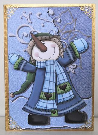 Snowman Hugs Topper by Elaine Thompson