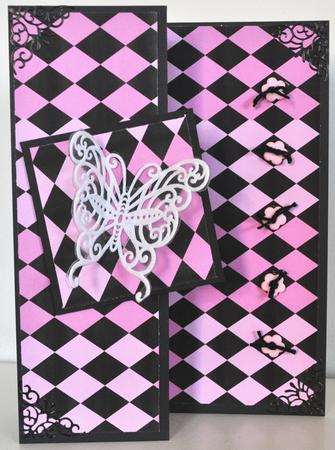 Pretty in Pinks on Black Harlequin Paper (larger Design) by Elaine Thompson