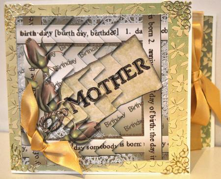 Cream Roses Mother Birthday One Side 5in Zig Zag Stacker by Elaine Thompson
