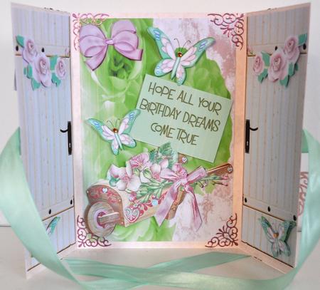 Wheelbarrow of Flowers & Butterflies, Gatefold by Elaine Thompson
