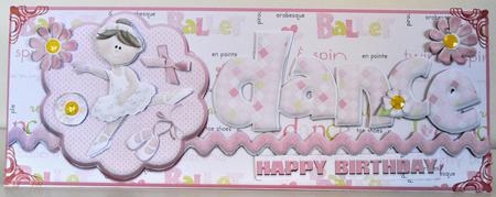 Happy Birthday Ballerina Girl Dl Card Front by Elaine Thompson