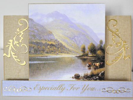 Scenic Painting Over the Lake Stagger Fold Card by Elaine Thompson