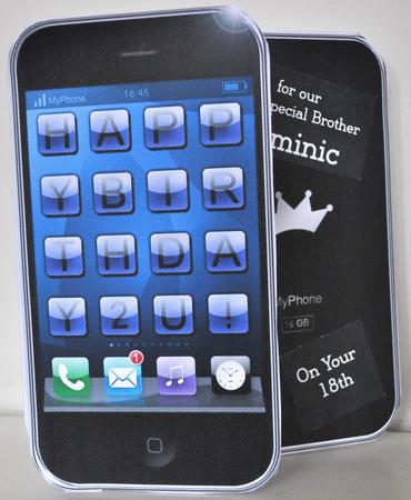 Smart Phone Birthday Shaped Card by Elaine Thompson